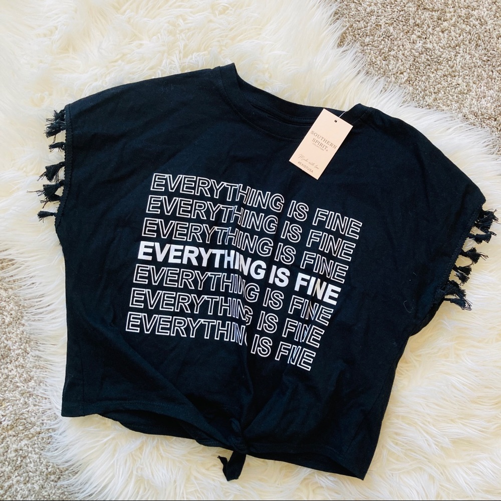 Southern Spirit Everything Is Fine Graphic Crop Tee NWT Small